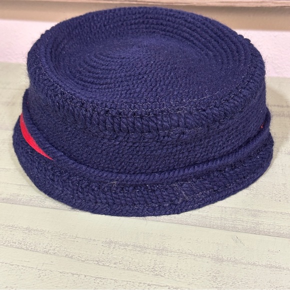 VTG 1960’s Cloche Bucket Hat Navy with Red Detail - Picture 4 of 6